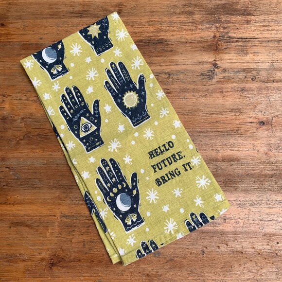 Hello Future Bring It Mystical Hand Dish Cloth Towel | All-Over Astrology Desig - Picture 1 of 6